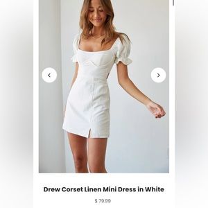 American Threads Dress- Drew Corset Linen Mini Dress in White
